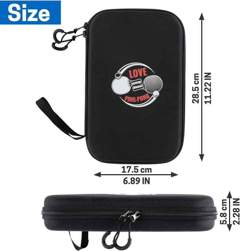 VISEMAN Table Tennis Paddles Case, Ping Pong Paddles Carrying Case Hard Shell, Table Tennis Racket Organizer Bag fits for 2 Paddles and 4 Balls, Ping Pong Rackets Protector - Image 2